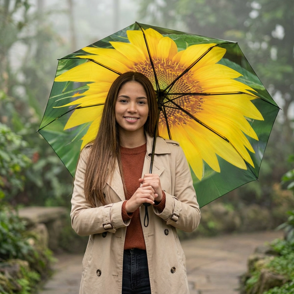 Sunflower Nature-Lover Umbrella — Semi-Automatic Foldable